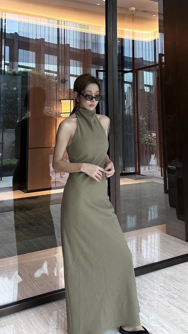 无袖时尚修身连衣长裙88316