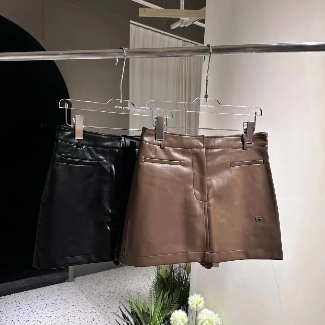 复古休闲PU半身裙A字裙裤裙88078