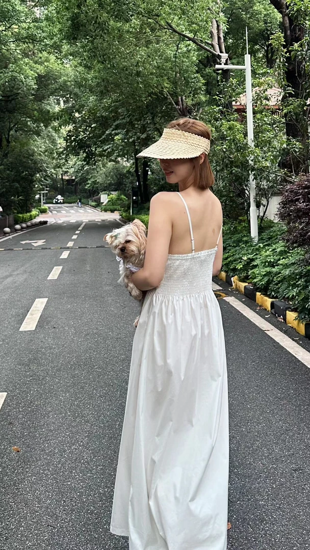 夏季复古打揽背心连衣长裙88075