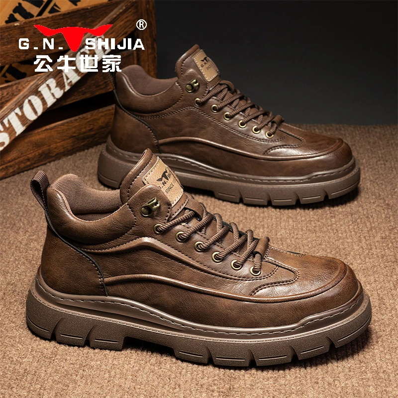 公牛世家男士运动休闲鞋秋冬季厚底增高鞋男时尚百搭户外潮流男鞋