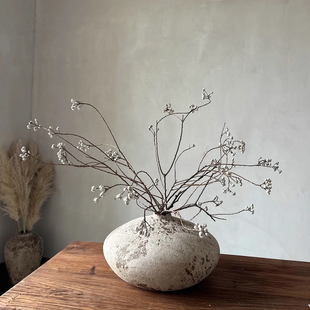 乌桕果小白果干花花束树枝民宿风干天然装饰客厅高级插花侘寂真花