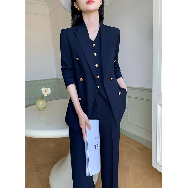 西装春秋气质蓝色时尚西服面试职业女神范显瘦休闲春季修身商务