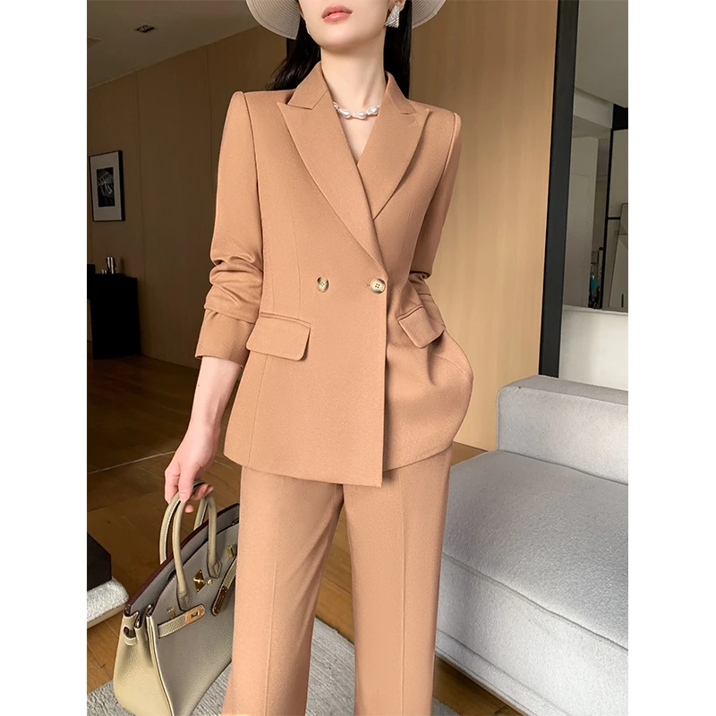 西服女套装高级感春秋季气质女神范阔腿裤休闲西服套装女职业修身