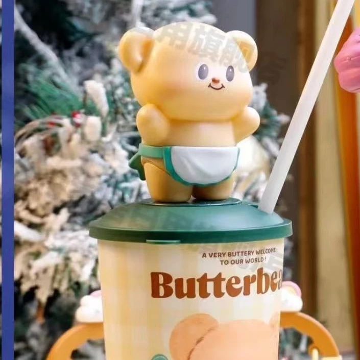 正版会跳舞的黄油小熊Butterbear水杯玩偶公仔吸管水杯送女友礼物