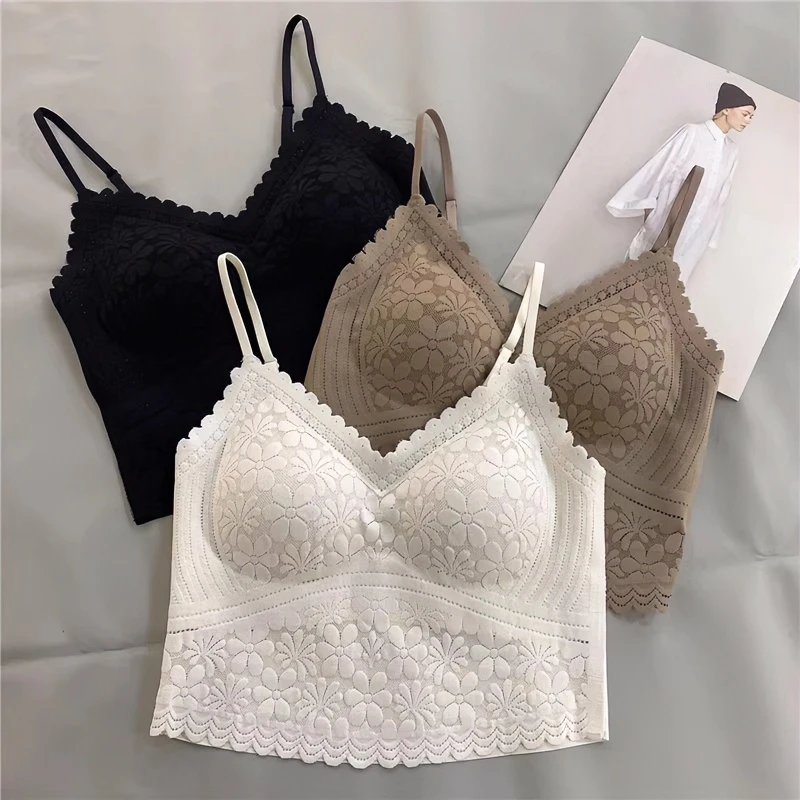 舒适蕾丝吊带背心内搭小胸聚拢百搭打底美背内衣文胸法式抹胸女士