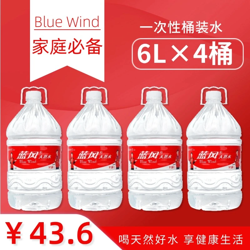 蓝风 BLUE WIND蓝风饮用天然水一次性桶装水6L 4桶