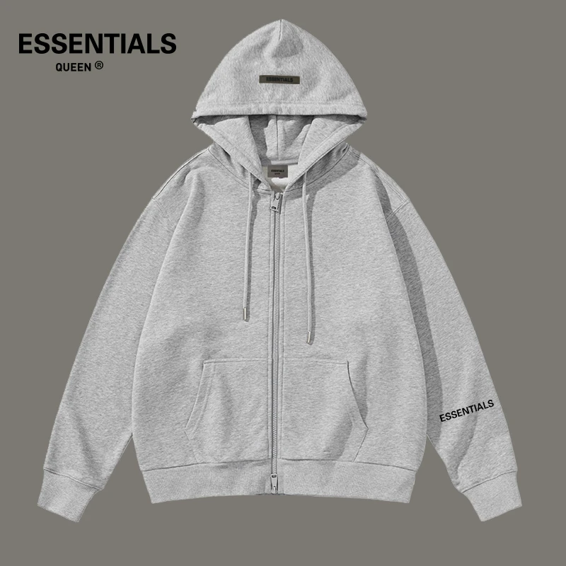 ESSENTIALS QUEEN2025新款美式休闲宽松男士开衫连帽学生卫衣潮流