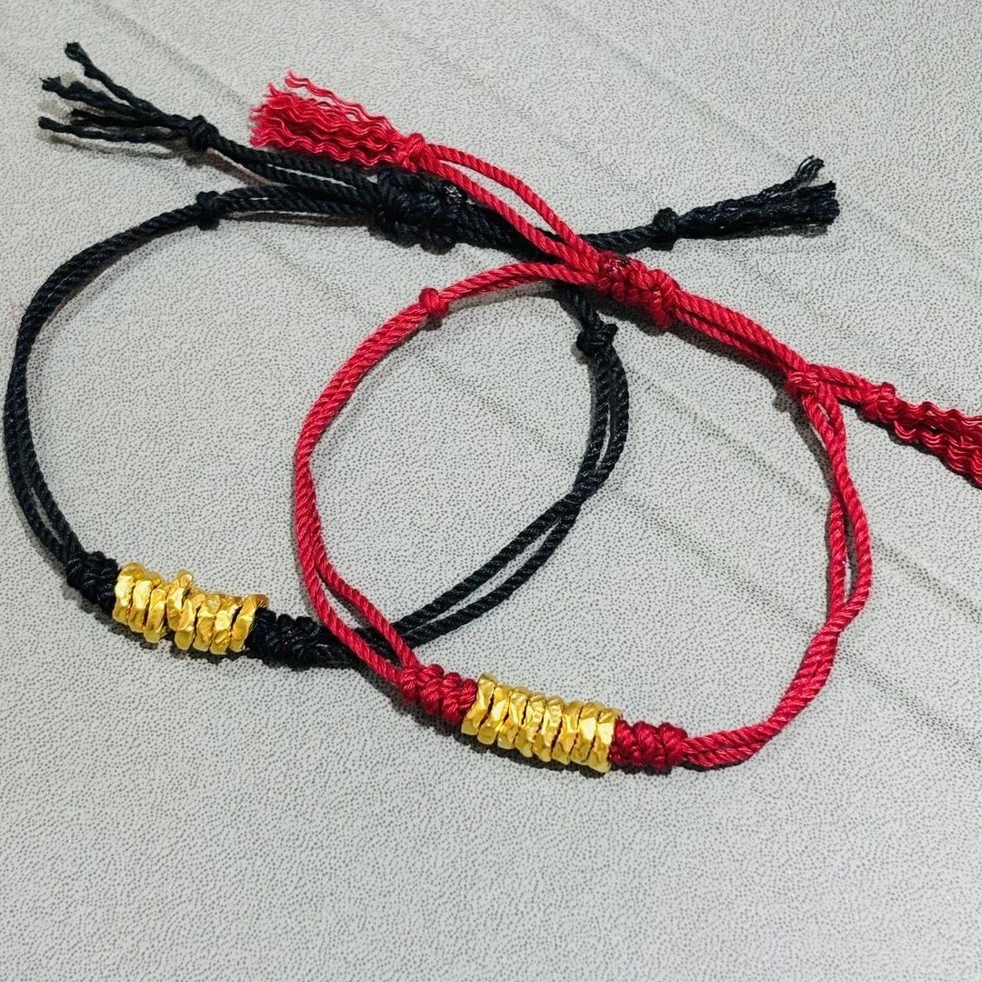 水贝供应链 足金999大轮胎卡7锤纹金盘缠 8颗大盘缠编好藏线编绳