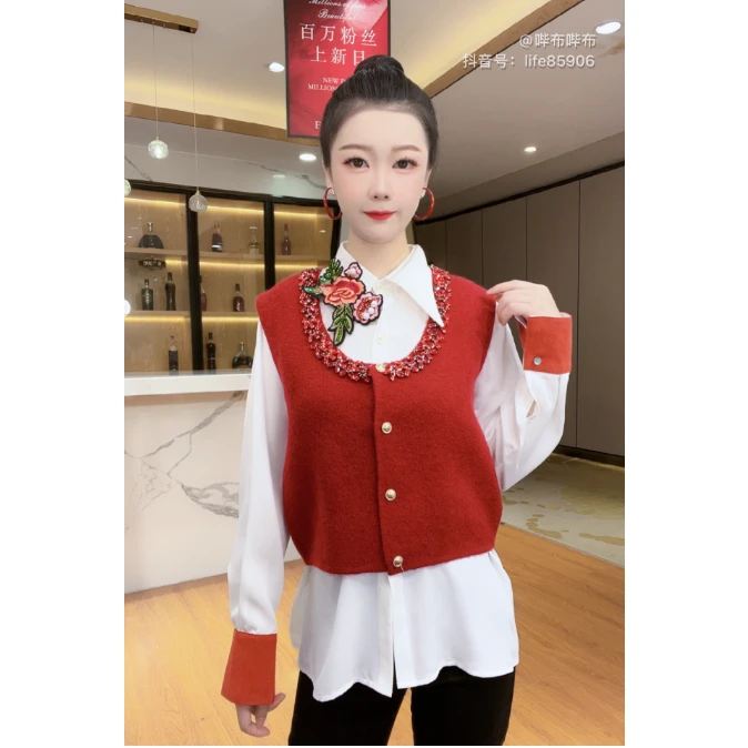 【ouyike】2024秋季设计师新款法式优雅气质名媛显瘦女装F2430900