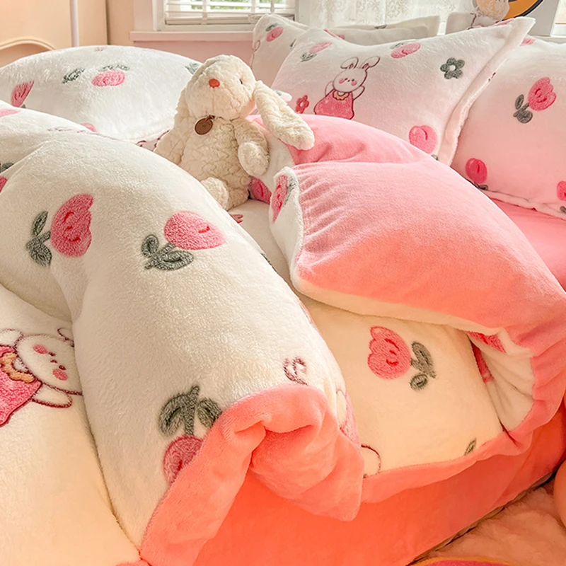 牛奶绒被套单件冬天珊瑚绒毛绒双面法兰绒床单被罩冬季学生宿舍