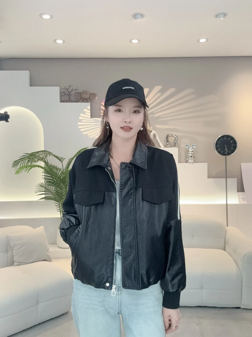微微私服 气质时尚宽松气质皮衣女外套  XSNH-901