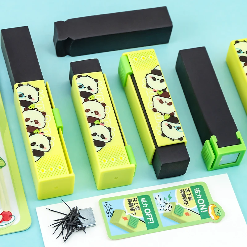 一正阿困熊磁力推拉橡皮擦卡通创意小学生用多功能磁吸聚屑胶擦