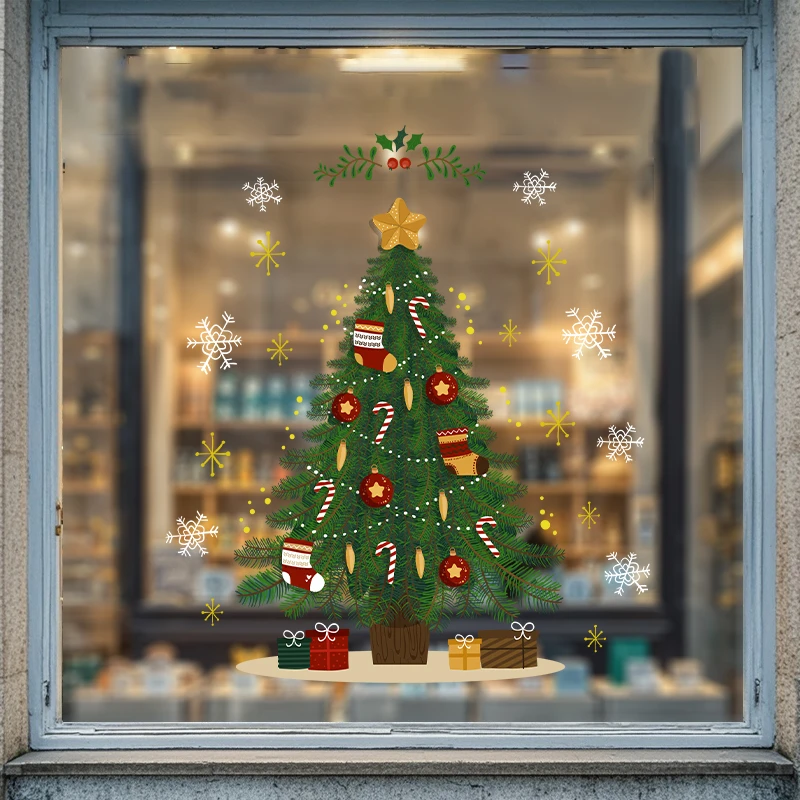 新款马年2026年圣诞老人门贴窗花静电玻璃贴新年春节过年装饰Y