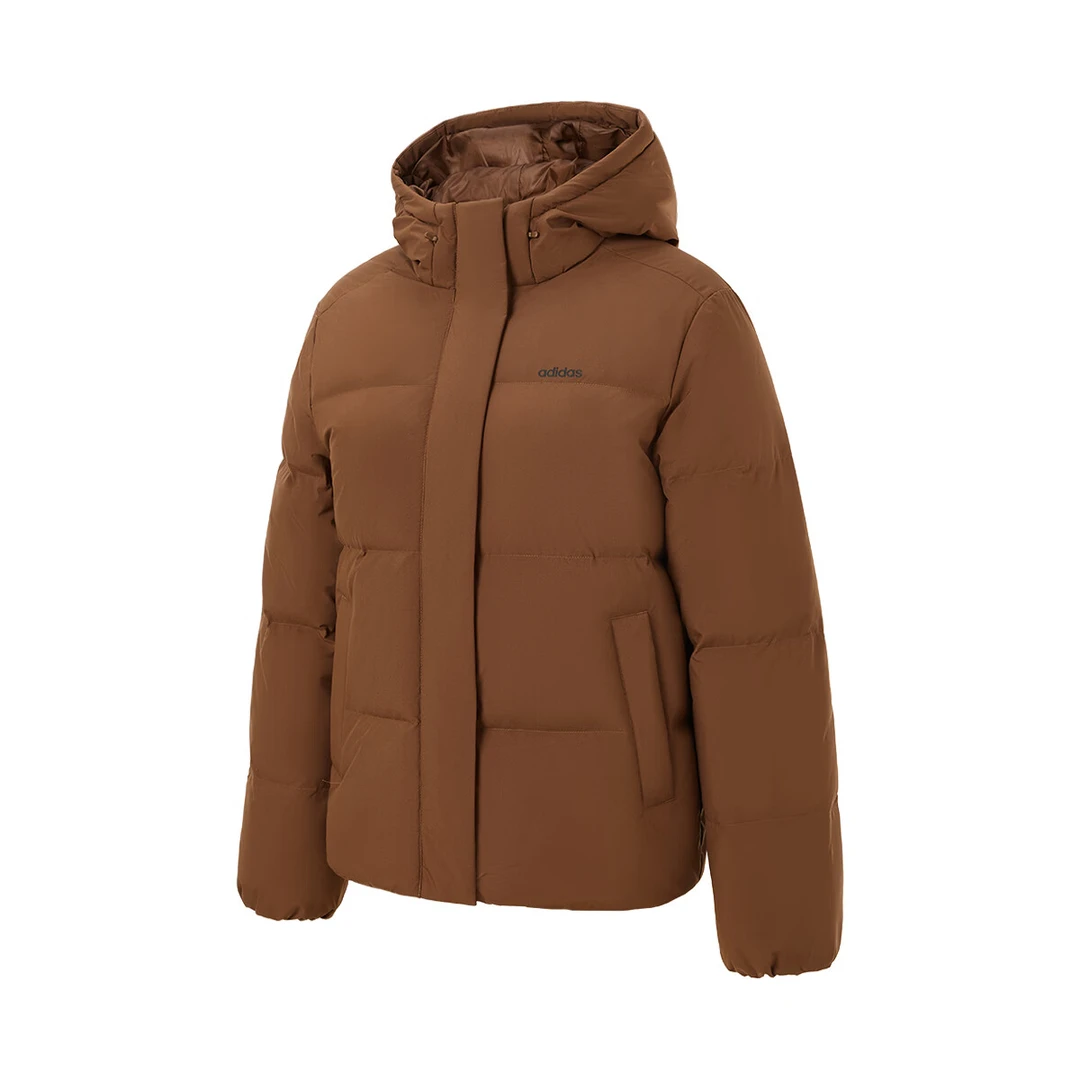 阿迪达斯连帽羽绒服2024冬新户外防风外套加厚羽绒服女 JW1654