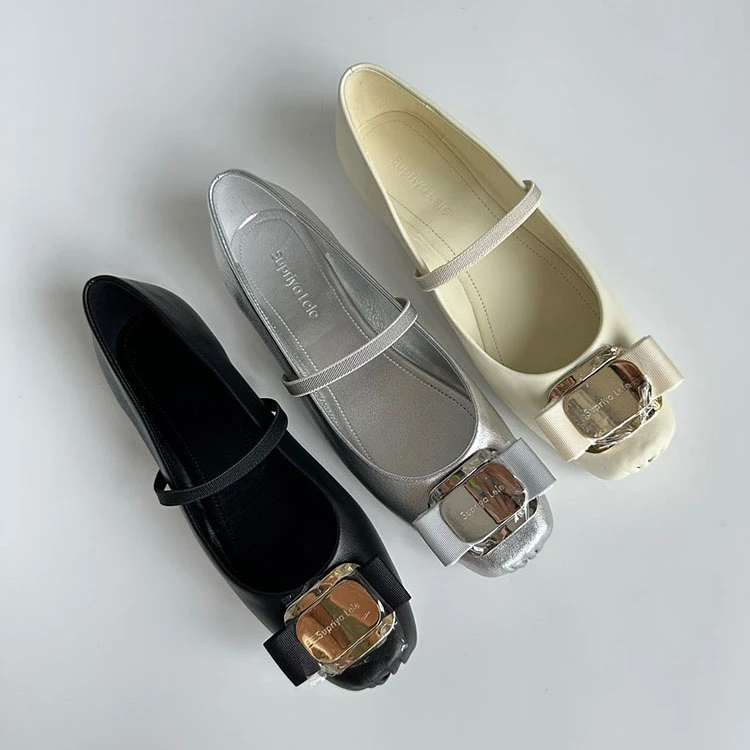 莞产 玛丽珍平底芭蕾舞鞋进口羊皮舒适浅口单鞋女一字松紧带鞋