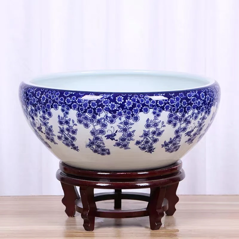 【23*12cm蝶恋花】景德镇陶瓷青花浅盆