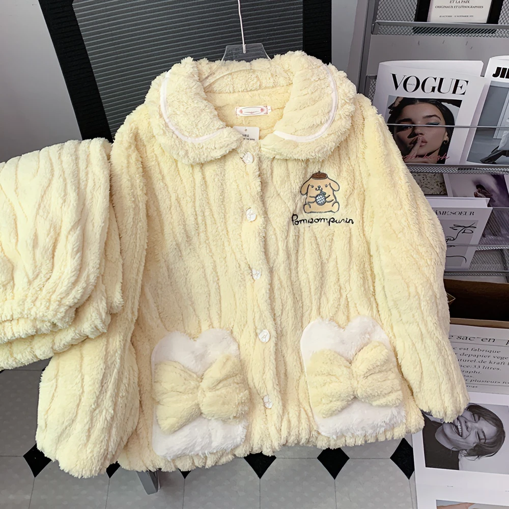 珊瑚绒睡衣女款秋冬季加绒加厚韩版法兰绒长袖保暖冬天家居服套装