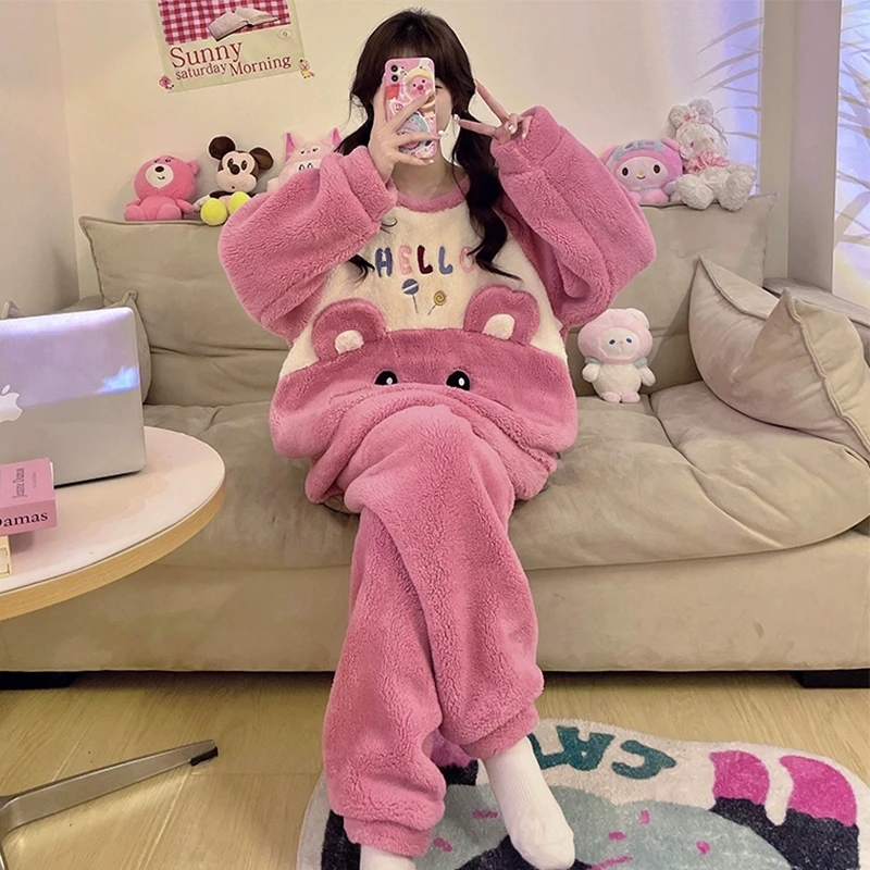 珊瑚绒睡衣女款秋冬季爆款2025新款可爱冬天加厚加绒居家居服套装