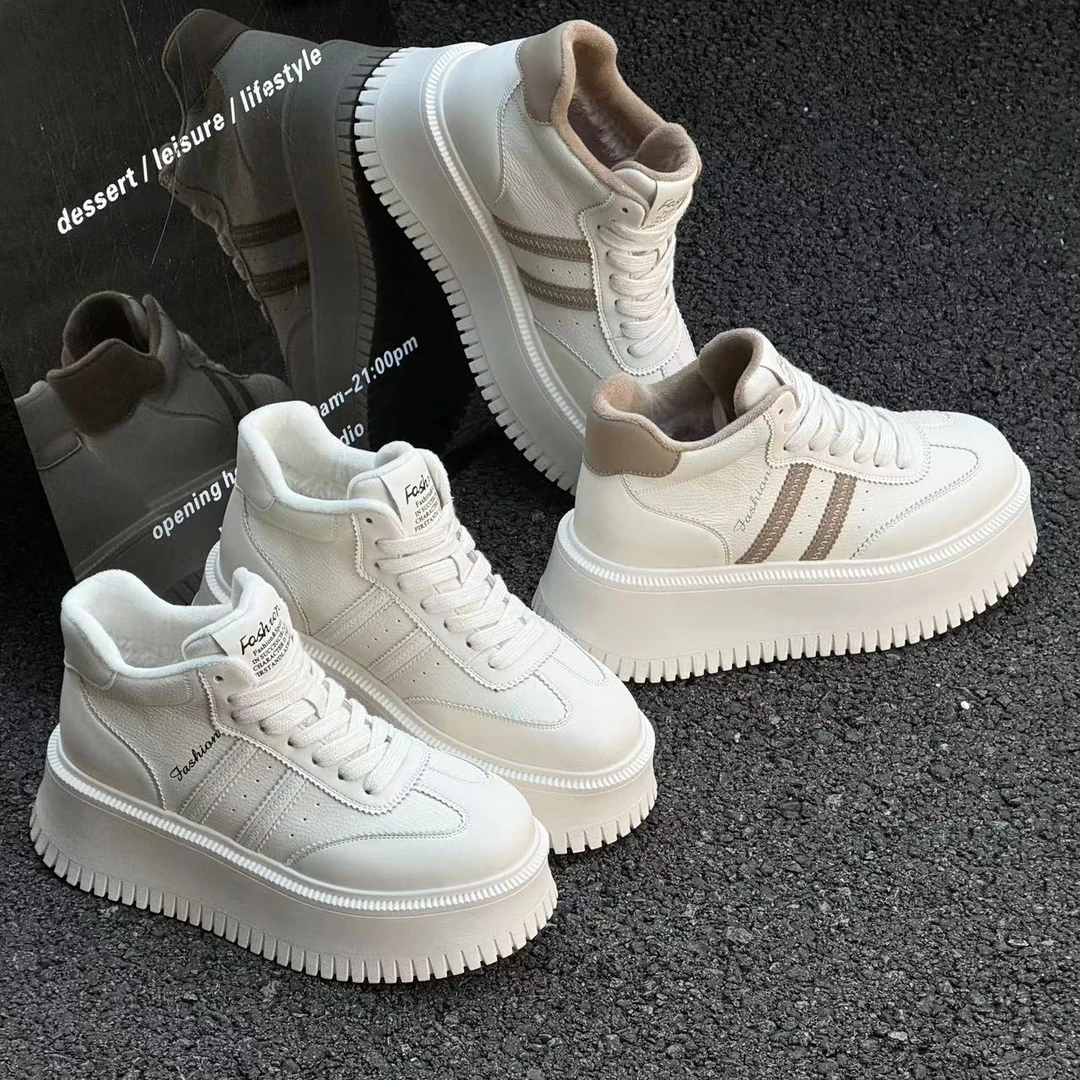 87053高帮鞋女新款秋冬加棉鞋松糕厚底休闲板鞋雪地靴