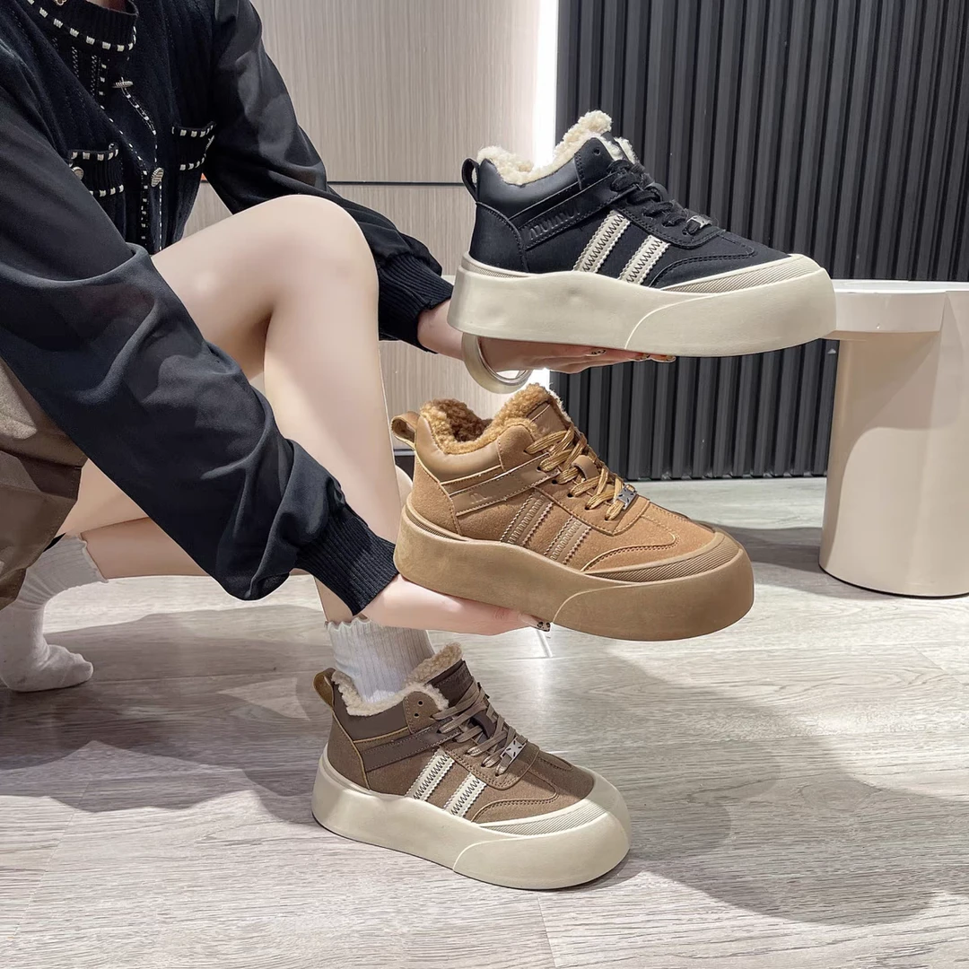 805微厚底德训鞋女阿甘鞋加绒保暖秋冬季新款休闲运动老爹棉鞋