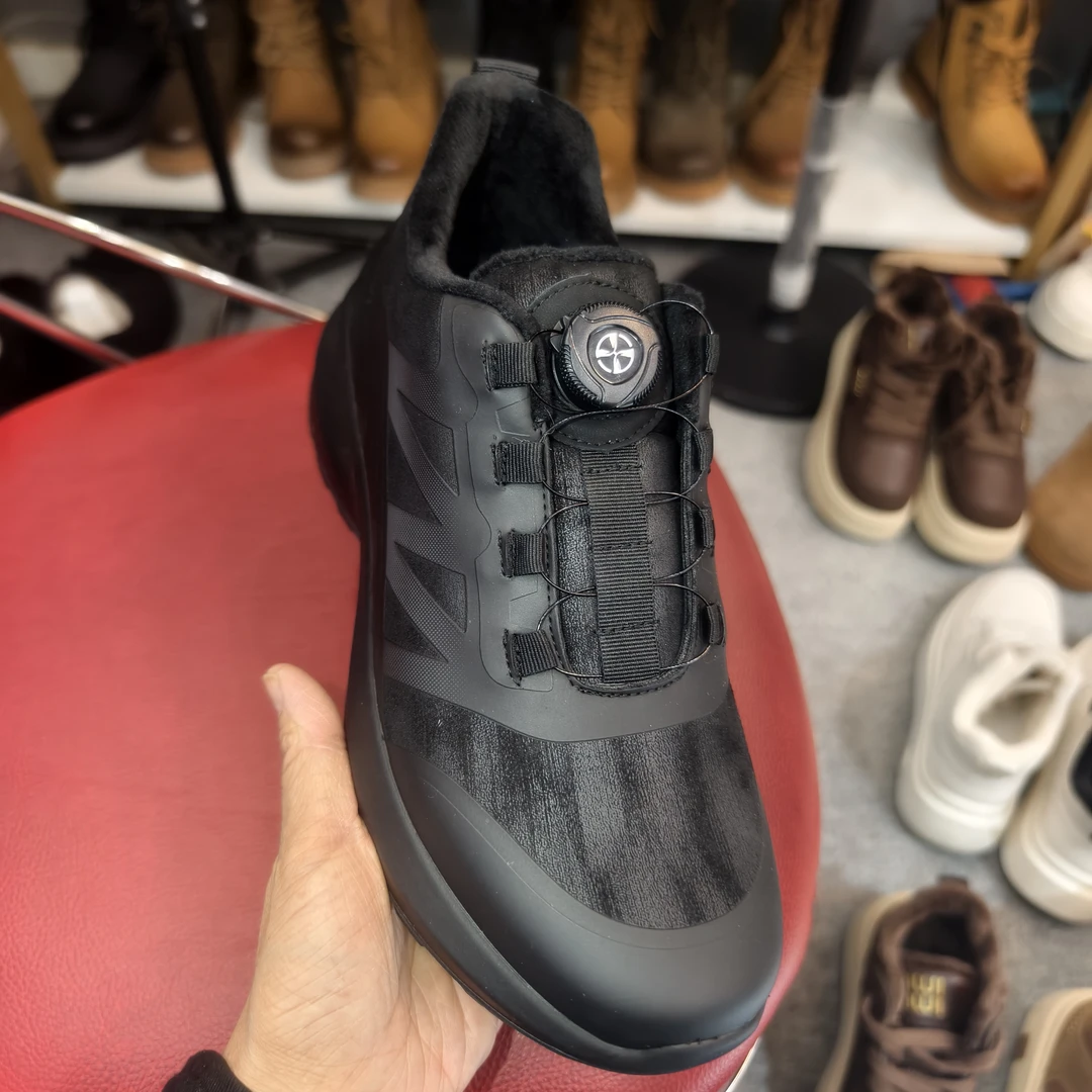 242660-19二棉秋季新款男士黑色旋纽扣运动鞋网面透气休闲鞋