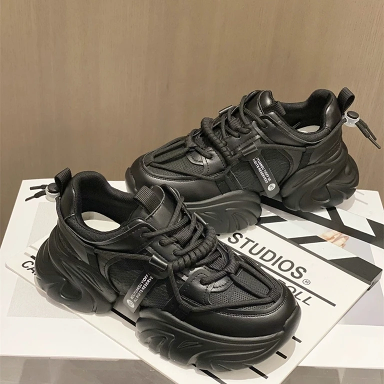 26021厚底ins潮老爹鞋女新款秋增高百搭小白休闲免系带运动鞋69双