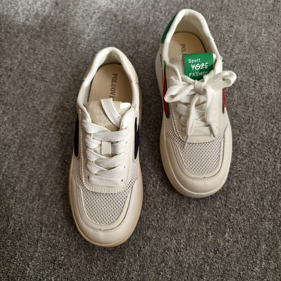 7126女鞋夏季透气薄款网面运动单网鞋孕妇夏天防滑厚底休闲小白鞋