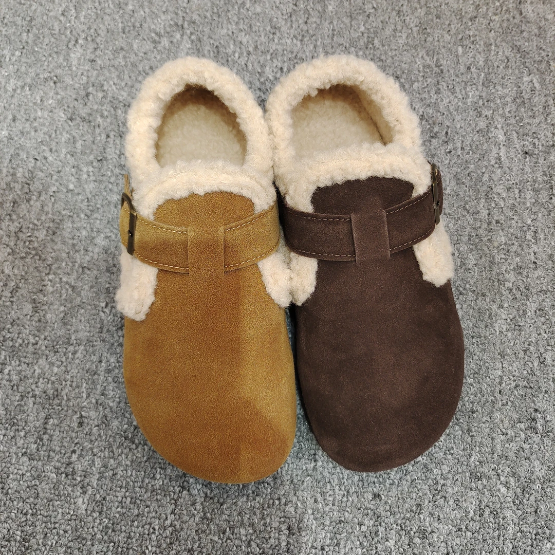 8901岩毛毛鞋女秋冬季2024新款外穿加绒一脚蹬厚底百搭保暖棉鞋