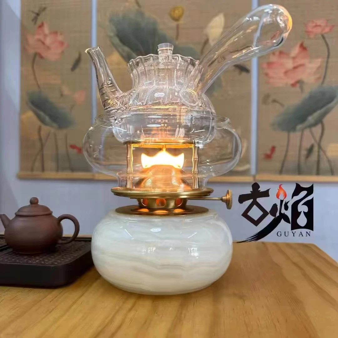 古焰精品空气灯黄铜茶灯 中式工夫茶煮茶炉 煮水养生灯送礼佳品