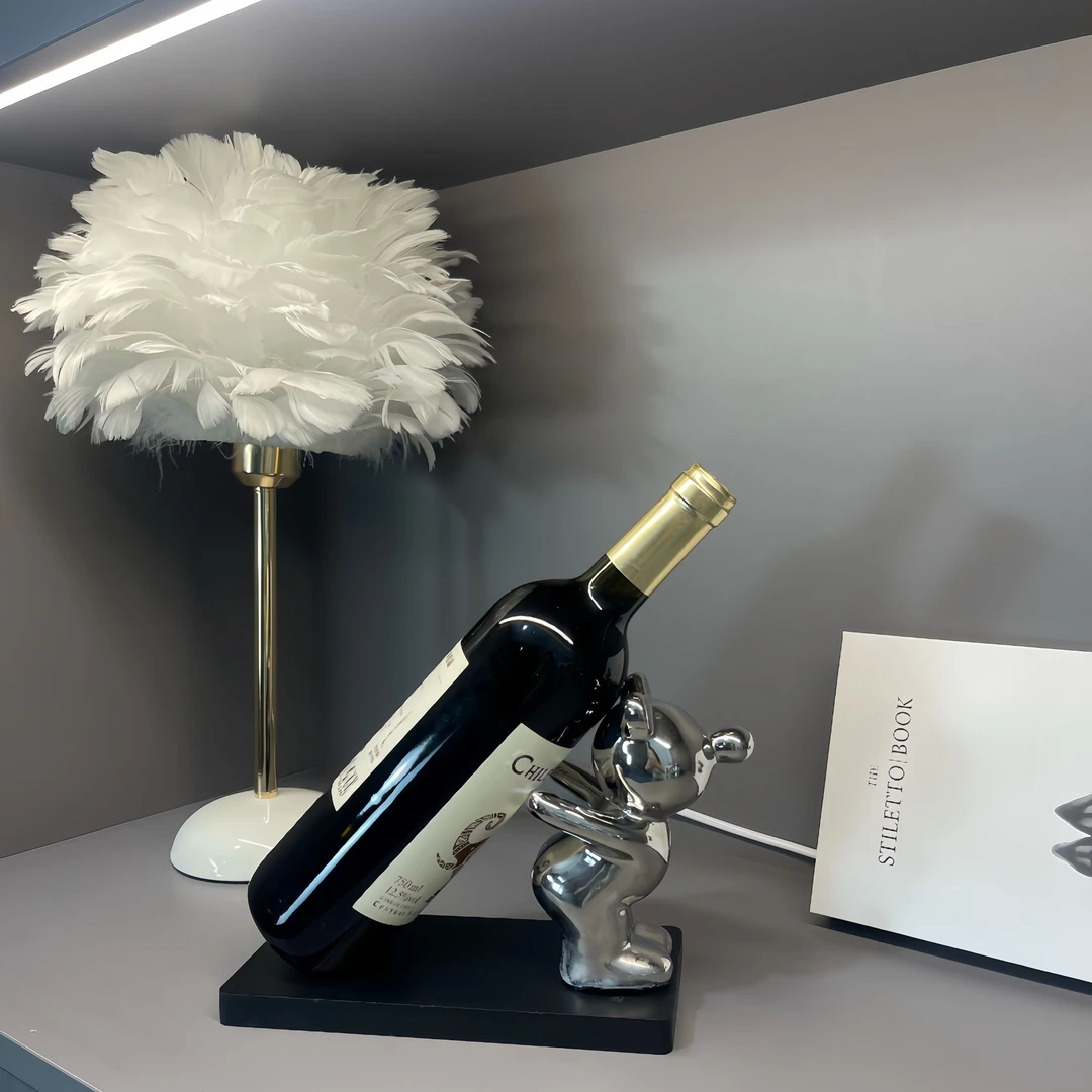 陶瓷熊酒架创意简约高档客厅玄关酒柜装饰品摆件