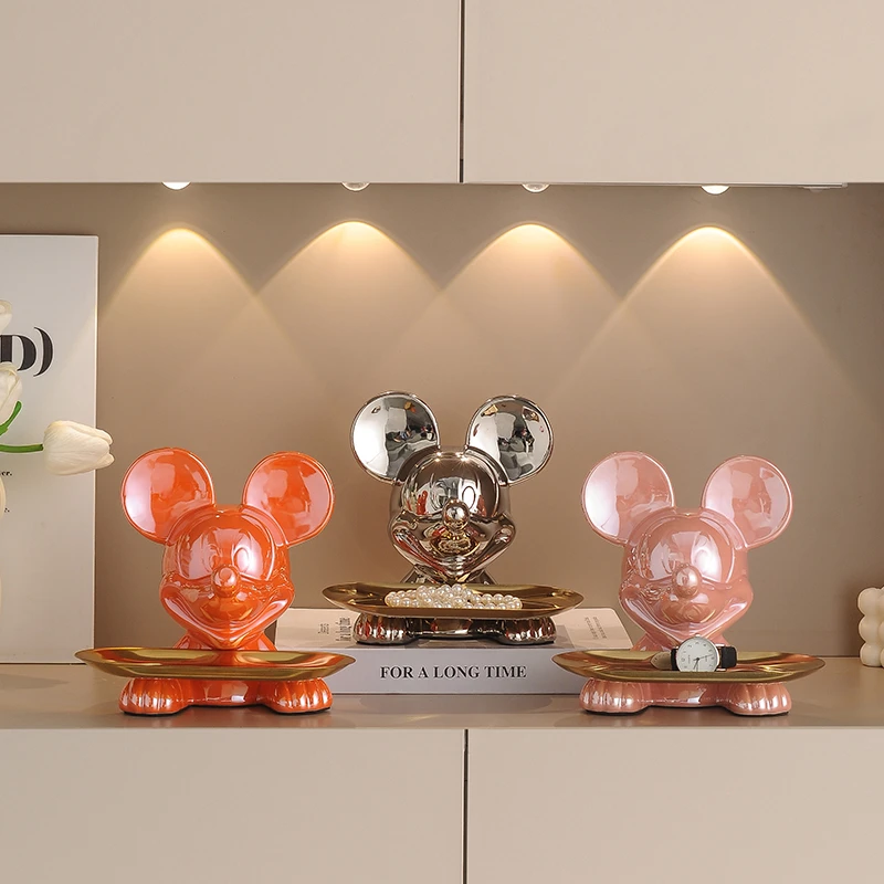 18CM米奇陶瓷玄关鞋柜钥匙收纳客厅茶几卡通时尚创意托盘摆件