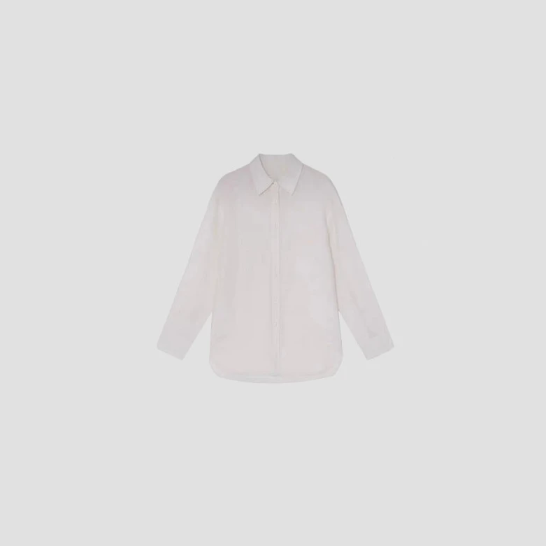 【Trida】9160女士亚麻纯色翻领纽扣口袋长袖衬衫