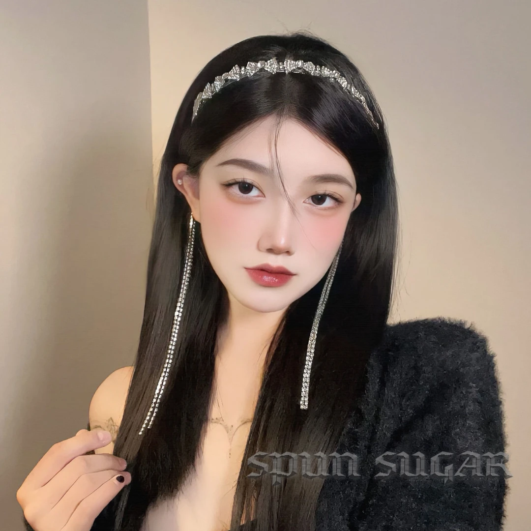 法式公主千金风闪闪满钻蝴蝶结流苏发箍欧美高级感气质头箍发饰女
