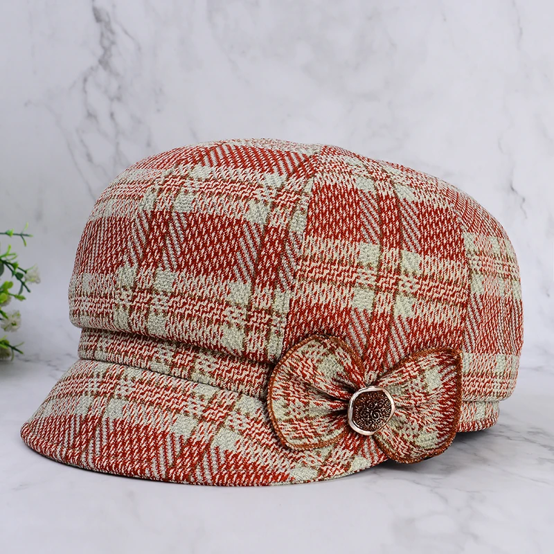 帽子女新款春夏季中老年妈妈帽子奶奶布款八角帽有舌帽休闲时尚帽