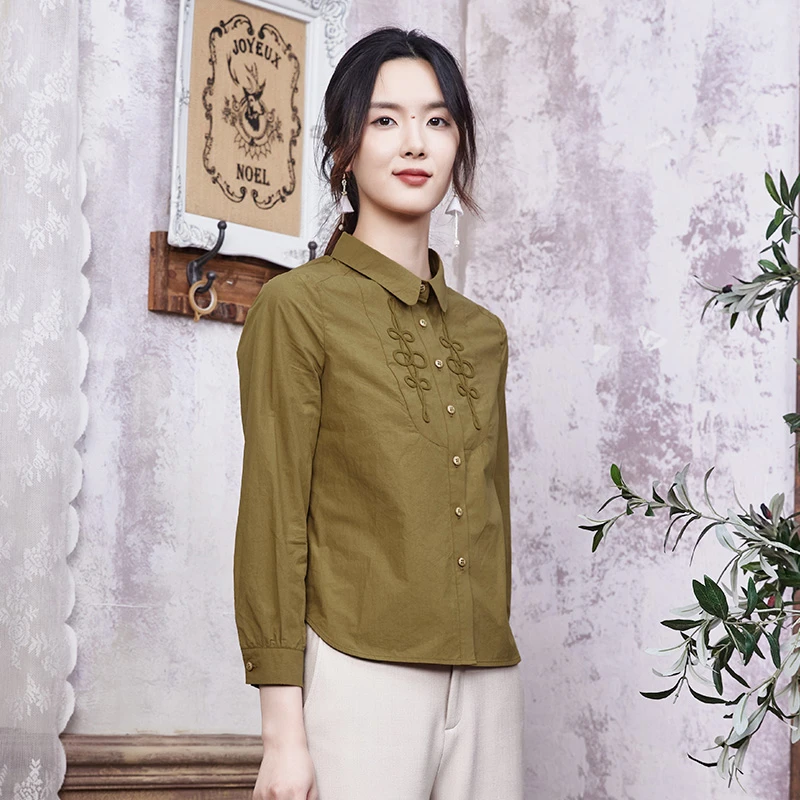 KQCXD7布符新款秋女士小众衬衫通勤上衣洋气休闲百搭气质衬衣