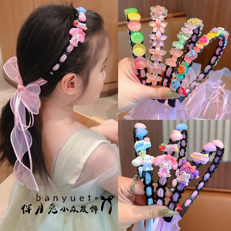 伴月兔儿童卡通编发带发箍带齿小女孩可爱碎发神器不伤发公主发饰