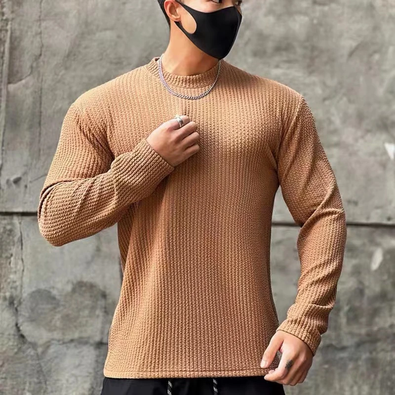 男士健身衣服2023新款潮流休闲运动长袖修身透气跑步训练套头上衣