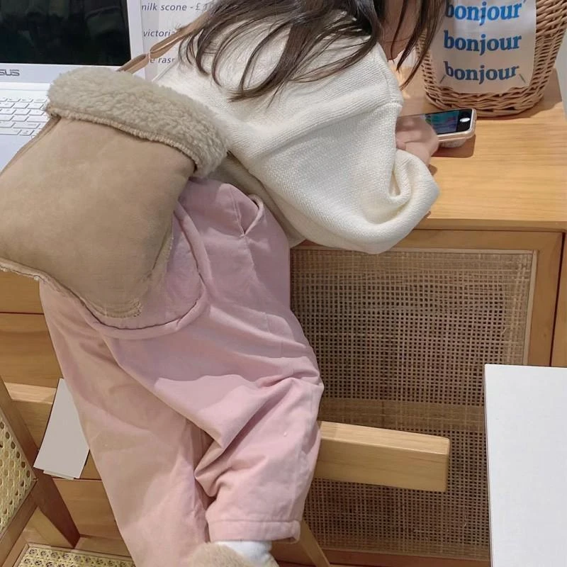 韩国童装女童加绒裤子秋冬新女宝宝洋气休闲裤儿童保暖长裤哈伦裤
