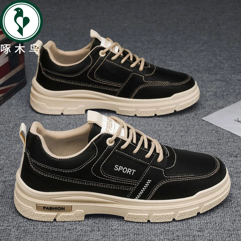 【正品】啄木鸟男鞋秋冬透气2025年新款潮流休闲板鞋运动鞋男款