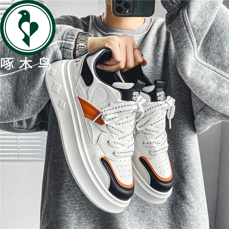 【正品】啄木鸟男鞋春季潮流百搭低帮休闲板鞋学生运动小白潮鞋网