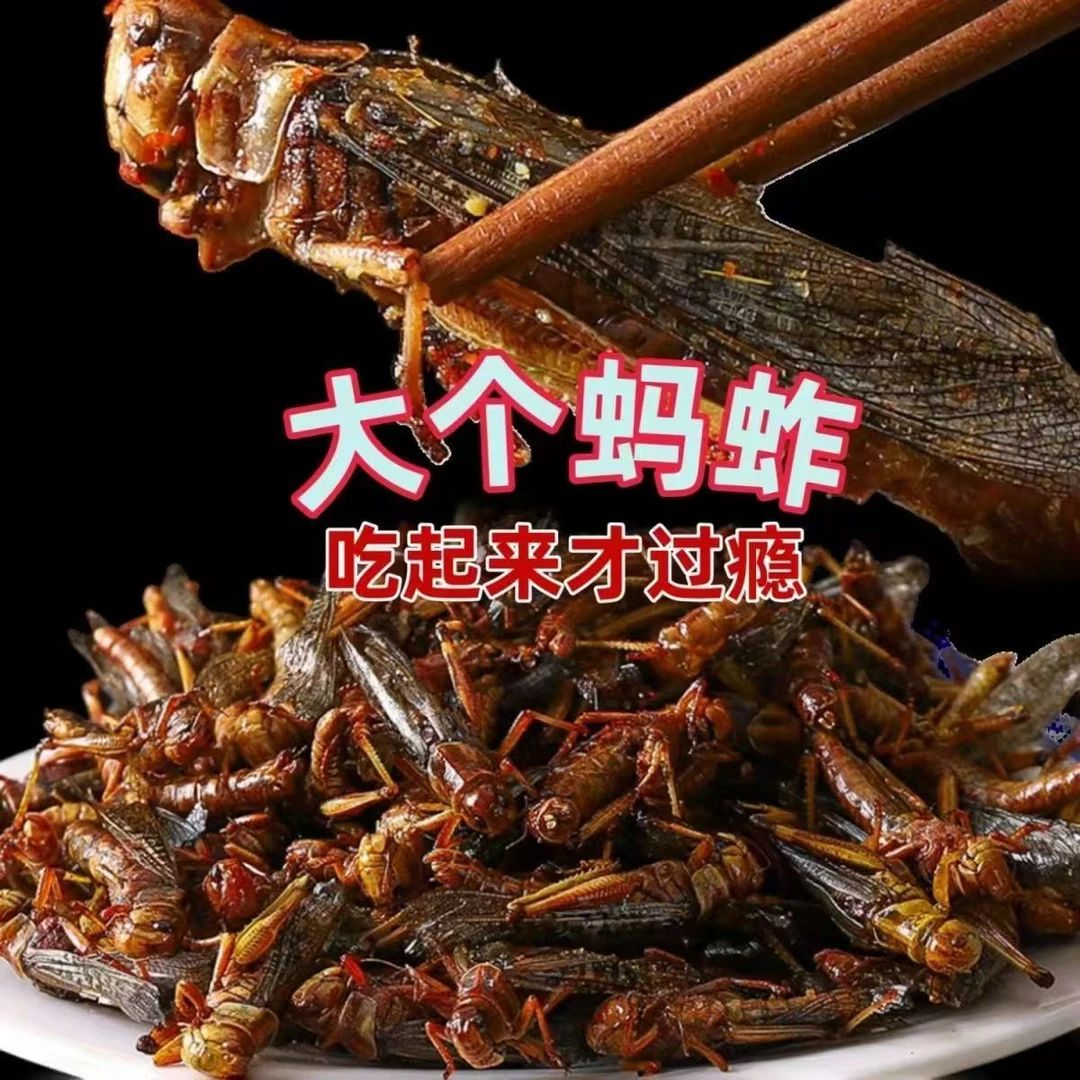 [杜蒙特产]油炸蚂蚱香酥蝗虫油炸零食五香麻辣美味大个香辣