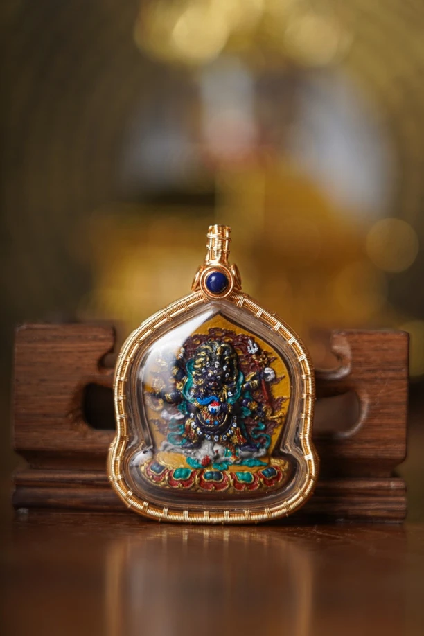 坠链均925银树脂 【圆满吉祥】大黑天 黑六臂玛哈嘎拉擦擦项链