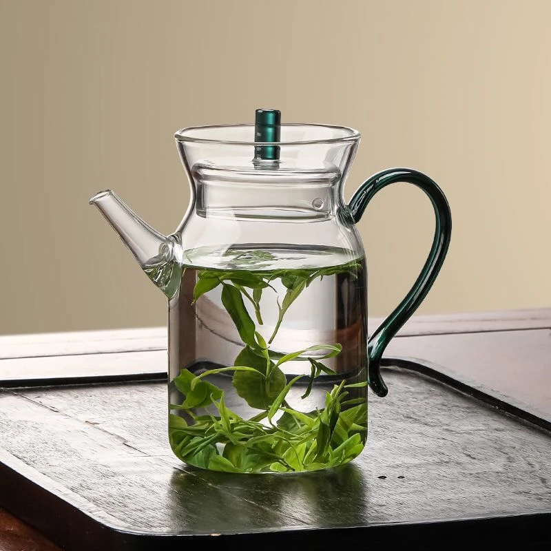 醒酒壶高品质中式玻璃茶壶多色把手透明家用过滤大容量加厚烧水
