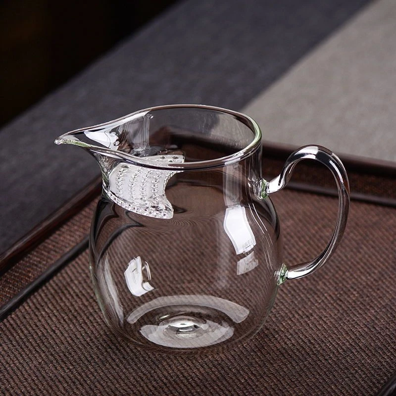 昭奕轩加厚玻璃月牙公道杯茶漏一体大容大号高档泡茶杯透明茶道