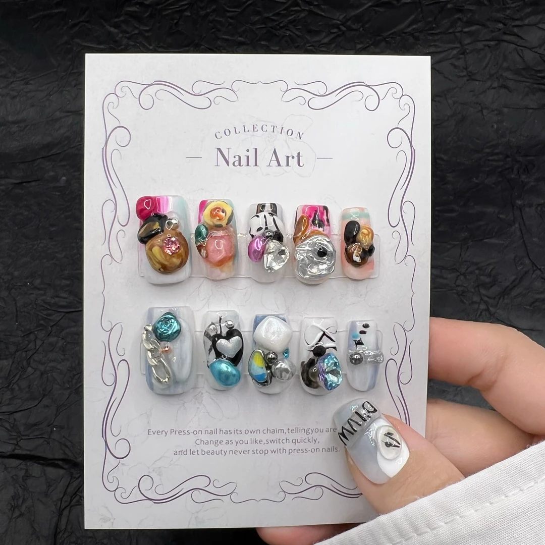 安夏 雾漫 直角方 纯手工穿戴甲