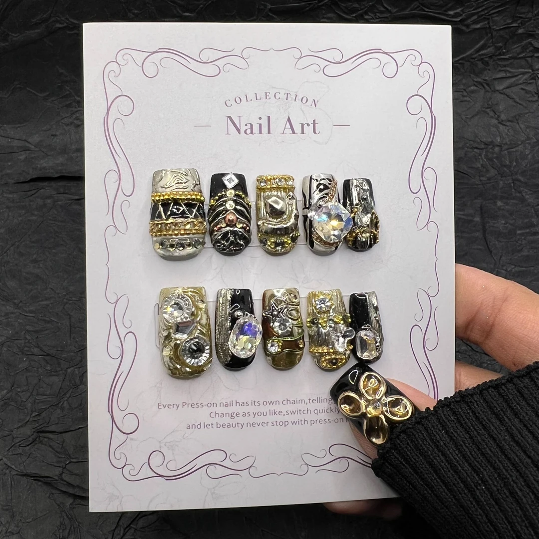 安夏 遗落 直角方 纯手工穿戴甲10片