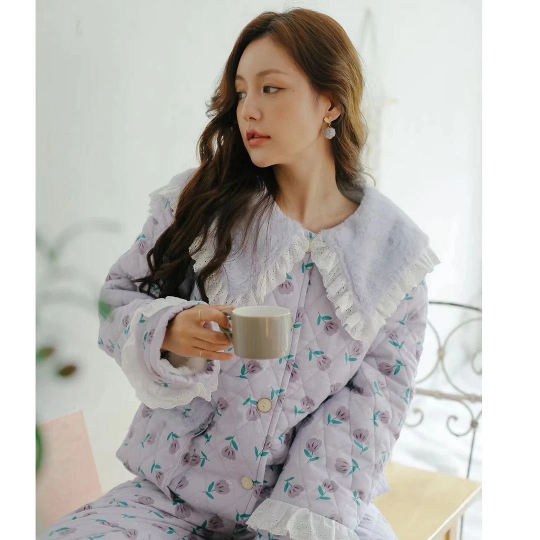 pinkgrape娃娃领冬季加厚家居服