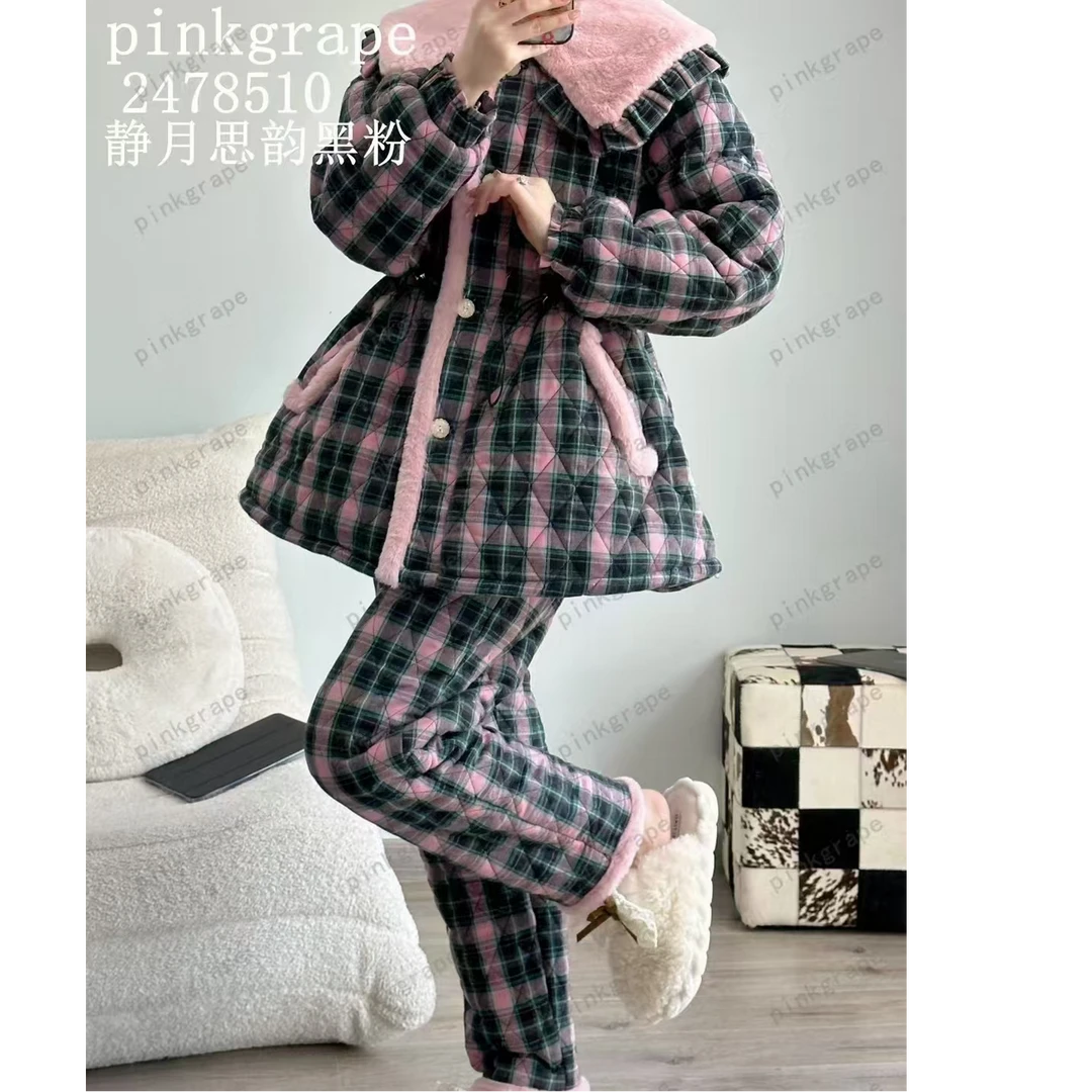 Pinkgrape2024新款三层夹棉睡衣女冬季家居服套装2478510