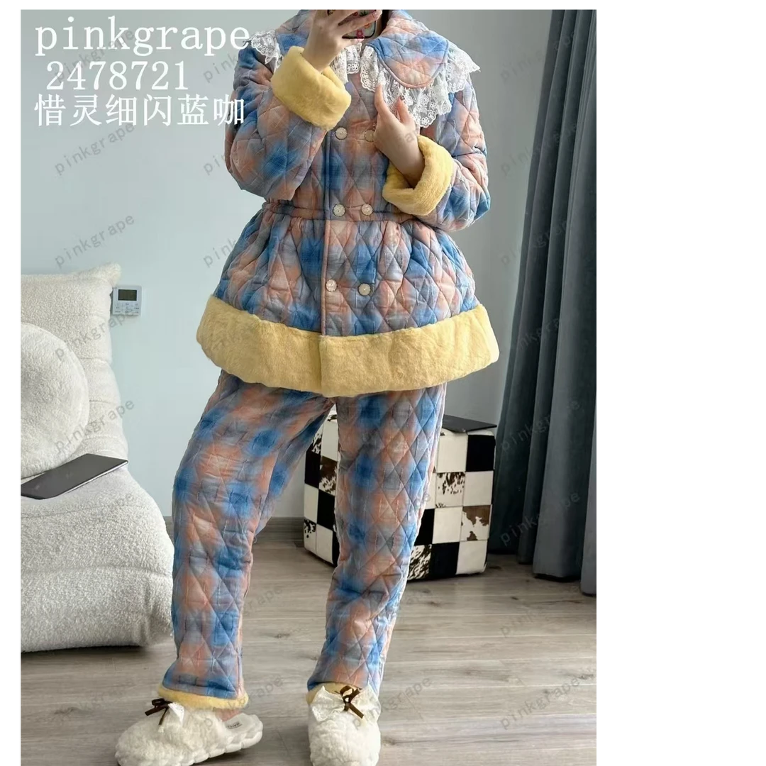 Pinkgrape2024新款三层夹棉睡衣女冬季家居服套装2478721