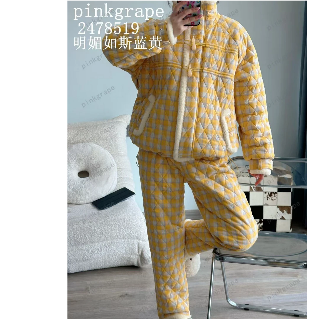 Pinkgrape2024新款三层夹棉睡衣女冬季家居服套装2478519